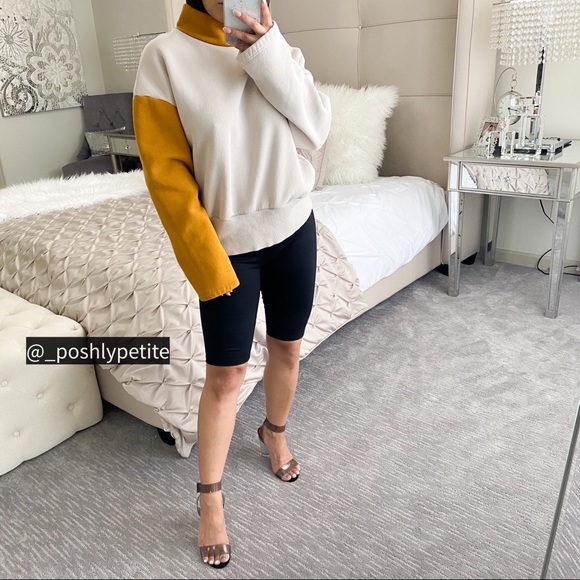 Zara Color Block drop shoulder boxy turtleneck pullover Sweatshirt sweater top - Picture 2 of 11